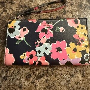 Kate Spade Black and Pink Floral Clutch